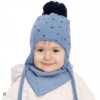 Detské čiapky kojenecké chlapčenské + nákrčník - zimné - model - 882